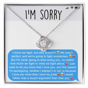 Apology Gift for Girlfriend, Wife, Soulmate - Sorry, Stupid Argument - Love Knot Pendant Necklace - I'm Sorry Gift, Apology Necklace For Wife Girlfriend, Love Knot, Forgive me Jewelry, Sorry Gift Friend, Partner Apology Gift