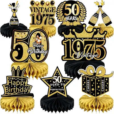 50th Birthday Women Black and Gold Center Pieces TikTok Shop