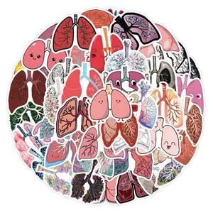 55 pcs Lung Human Anatomy Structure Analysis Diagram Decorative Stickers Medical Anatomy Name Diagram PVC Material Fashionable and Interesting Theme Stickers Multi-purpose diy