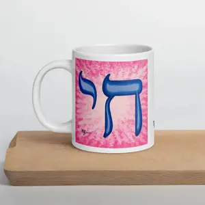 Blue Pink Chai Life White Glossy Mug – Ceramic Coffee Cup – Colorful Everyday Drinkware – Gift Mug
