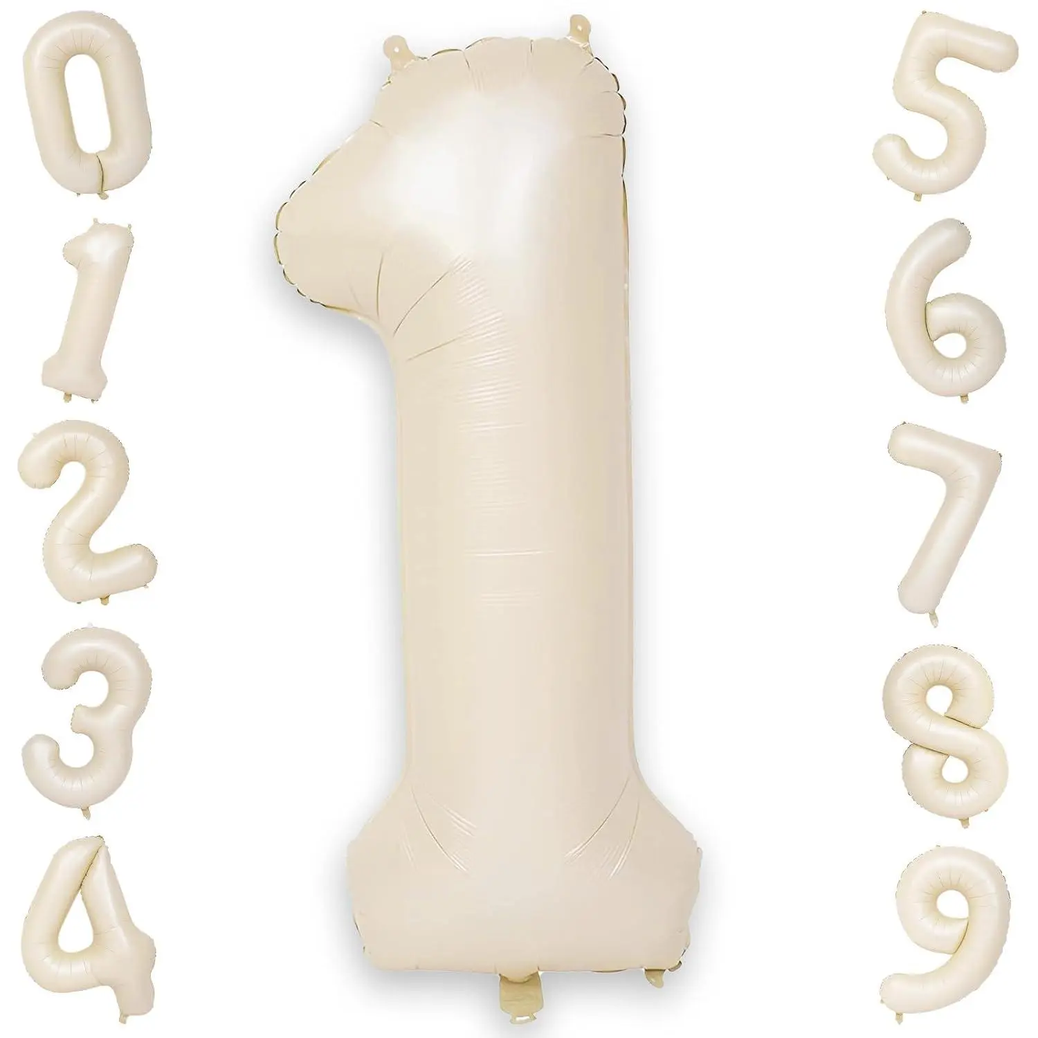 40 Inch Cream Number 1 Balloon, Beige Large Self Inflating Foil One Balloons For 1St Birthday Decorations Boys Girls, Digital 1 Helium Balloon For First Birthday Baby Shower Anniversary Party Supplies
