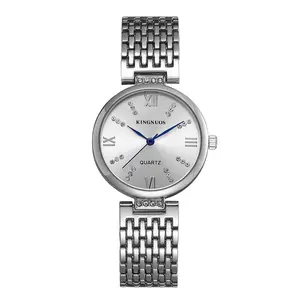 V-092 High-End Women's Diamond-Encrusted Stainless Steel Strap Analog Quartz Watch, Round Face, << 30M Waterproof, Versatile for Business & Casual Sports, Fashion Accessory