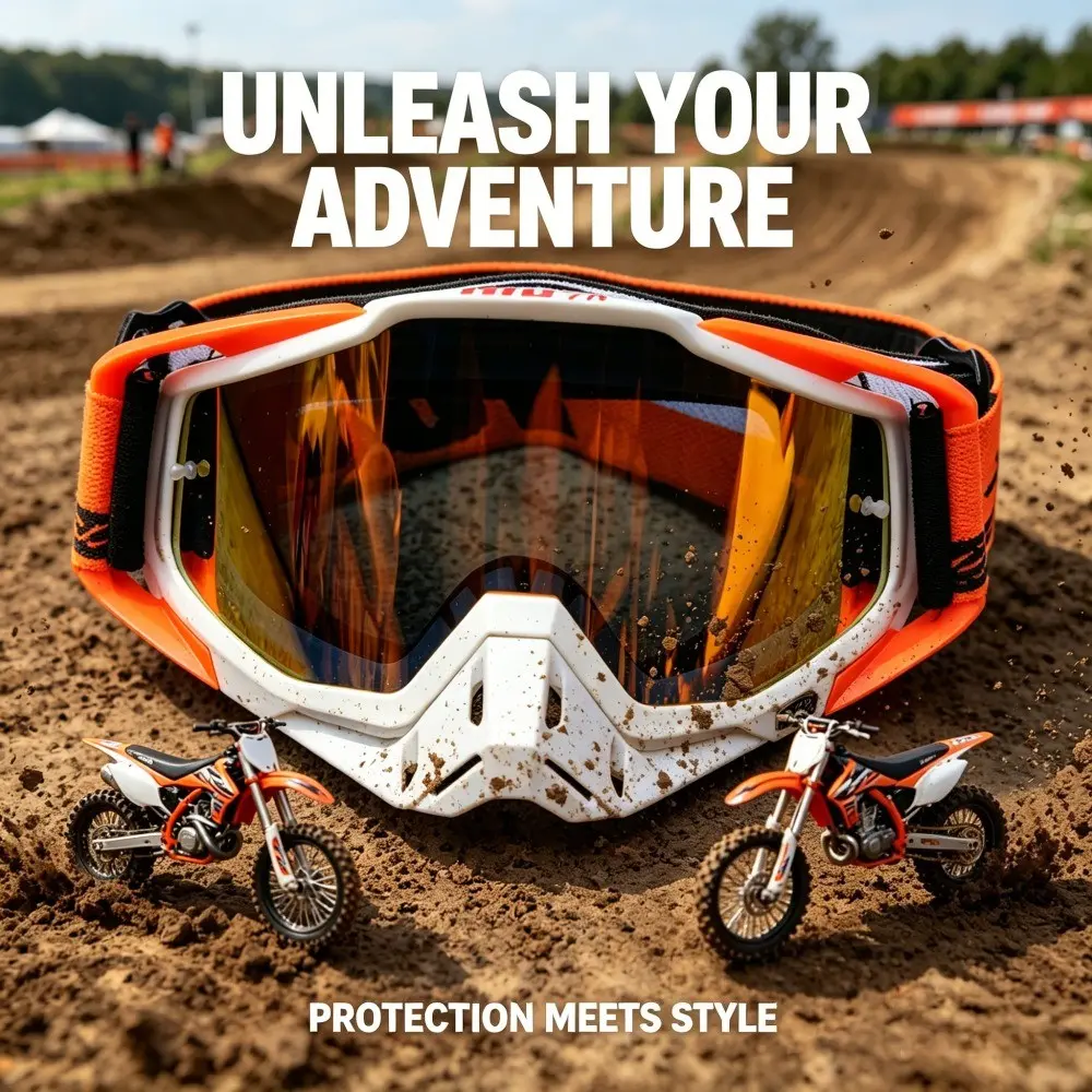100% Off-Road Motorcycle Goggles, Dirt Bike Gear, Anti-Fog Windproof Outdoor Riding Glasses, Protective Eyewear for Motorbike Enthusiasts, Motocross Gear, Motobike Riders Gear