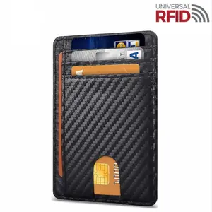 Men's Leather Slim Wallet, Credit Card Holder, RFID Blocking, RFID Card Slots, Pocket ID Wallet, PU Material, Stylish and Durable