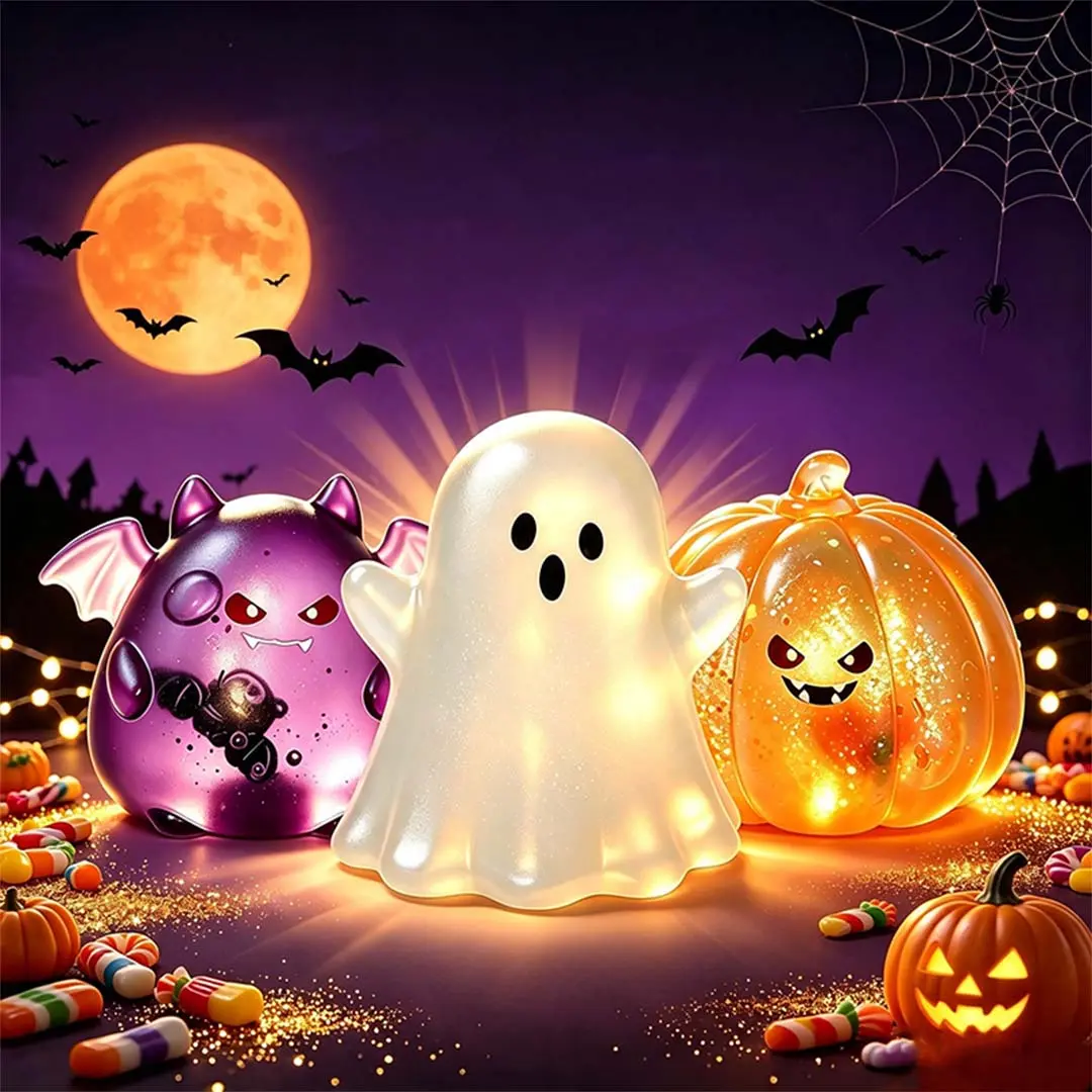 Cute Halloween scary ghost Maruko squeezetoy set, portable stress-relief hand squeezetoys, perfect Halloween party treat bag fillersand holiday gifts sohochic