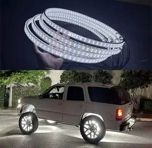 4x 17.5" IP68 Double ROW Double Sided Pure WHITE LED Truck Wheel Rim Lights Set Car Lighting Accessories