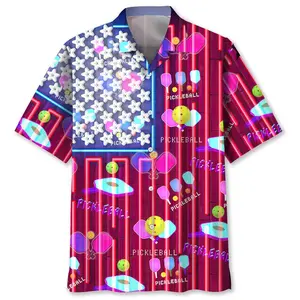 Pickleball Neon Hawaiian Shirt Men Menswear & Underwear > Men's Tops > Shirts > Men's Casual Shirts > Short-sleeve Causal Shirts