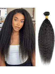1 Pcs Kinky Straight Virgin Hair Bundle Deal Human Hair Bundles 100% Raw Human Hair Weave Natural Color Brazilian Hair Extensions