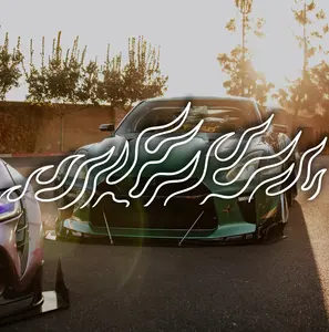 Window Decal Flames Outline Custom Flames- Pair x2