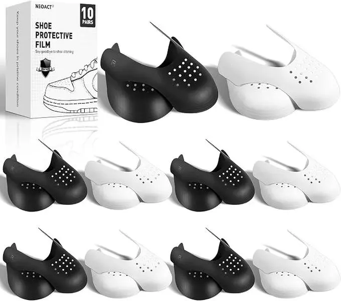 10 Pairs Universal Breathable Silicone Sneaker Crease Guards, Toe Box Shields for Men’s 7-13 & Women’s 5-9 Shoes (Air Force, Jordan, Dunk Low Compatible)