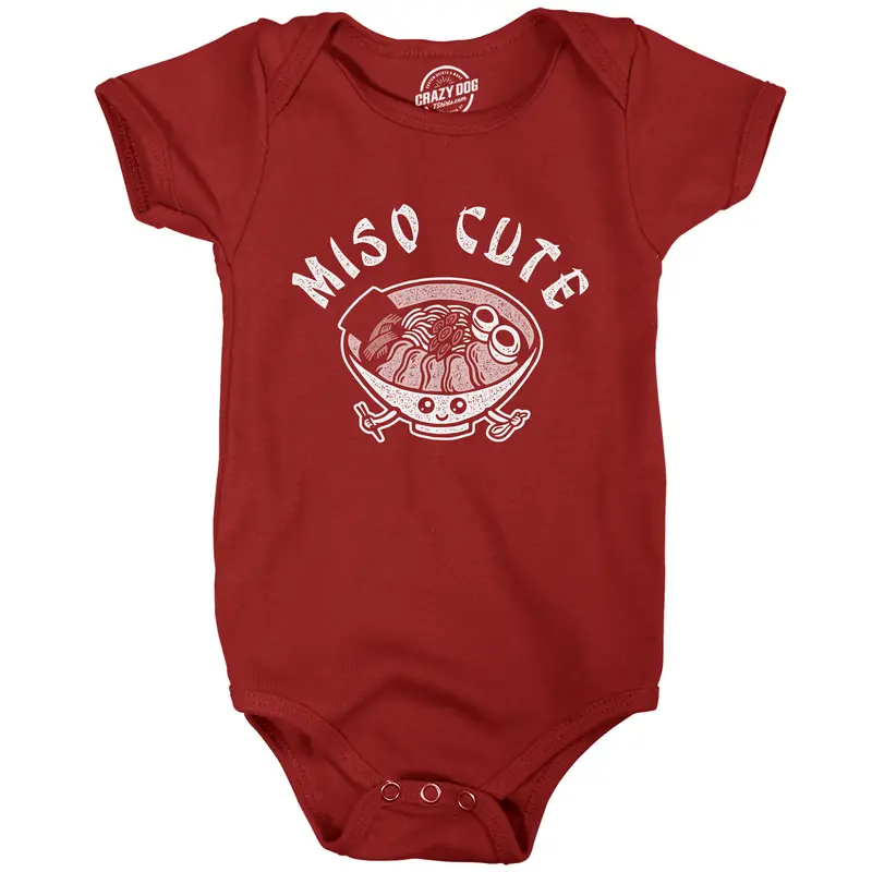 Miso Cute Baby Bodysuit Funny Hilarious Gift Shower Graphic Jumper for Infants Funny Baby Onesies Food Clothes for Baby Funny Food Onesie Novelty Onesie Red