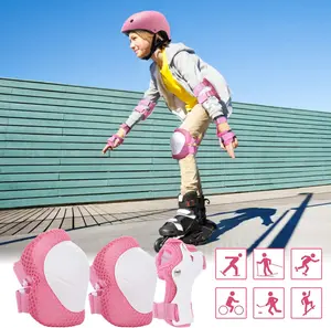 Adjustable Multi-Sport Safety Set Impact Resistant Pink Helmet with PVC Shell & EVA Inner Shell Quick Release Buckle