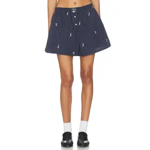 Lacoste Oversize Fit Jacquard Shorts in Navy Blue & White