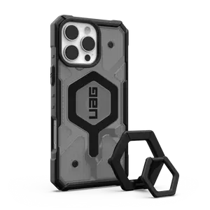 iPhone 16 Pro Max - Pathfinder Clear MagSafe Ash Case + Black Ring Stand