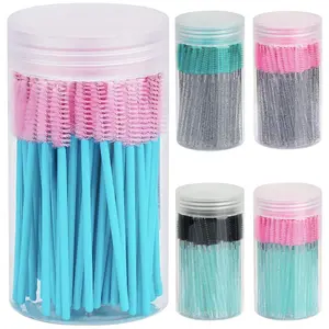 100 Disposable Eyelash Brushes, Mascara Applicator Set for Eyelash Extensions & Brows, Includes Container, Makeup Tools