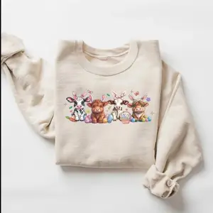 Easter Cow Sweatshirt, Heifer Easter Day Sweatshirt, Funny Easter Sweashirt, Gift For Easter, Easter Animal Shirt, Cute Easter Shirt, Easter Kids Gift Easter Gift for Holiday