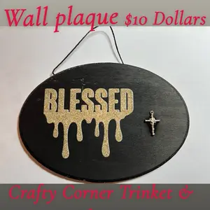 Crafty Corner Trinket & Wall Decor - Blessed Wall Plaque with Cross Design - $10 Dollars - Perfect for Home Decor