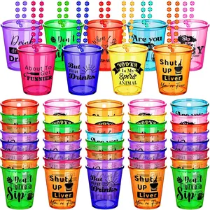 27 count Shot Glass Necklaces Cups Bulk Plastic Shot Glass on Beaded Necklace Naughty for Adults and Teens Birthday Gifts Wedding Halloween Party Supplies