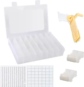 Embroidery Floss Organizer, Cross Stitch Thread Storage Box Tools - Bobbin Winder, 1 Removable 24 Compartments with 40 Hard Plastic Floss Bobbins and Stickers for Craft DIY Embroidery Sewing Storage