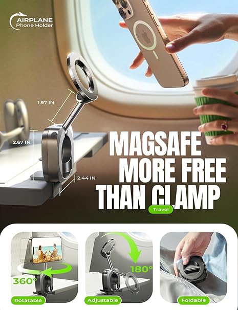 LISEN 2025 MagSafe Travel Stand - 360° Rotating Foldable Phone Holder for iPhone 16/15/14/13/12 Magnetic Gifts for women