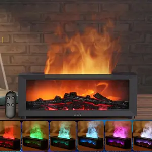 Essential Oil Diffuser, Fireplace Flame Air Diffuser Humidifier,7 Colors Aromatherapy Aroma Diffuser, Ultrasonic Aroma Humidifier with Timer for Bedroom Home Office Yoga