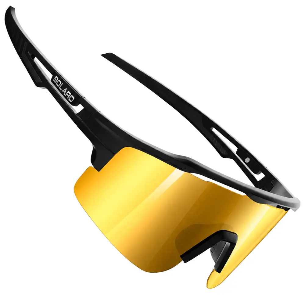 Black Gold Baseball Sunglasses for Running, Softball and more | Includes 3 Lenses