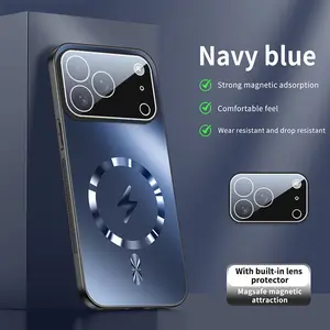 Matte Finish Protective Magnetic Casing for iPhone 17 Pro Max, Customized Full Coverage, MagSafe Wireless Compatible, Shockproof Anti-Drop Safety, Scratch-Resistant, Navy Blue Mobile Phone Accessory