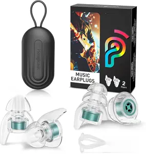 Hearprotek Concert Ear Plugs, 2 Pairs Reusable High Fidelity Musician Ear Plugs, 23db Noise Reduction, Green Silicone Earplugs for Concerts, Festivals, DJs, Nightclubs, Drumming, Parties