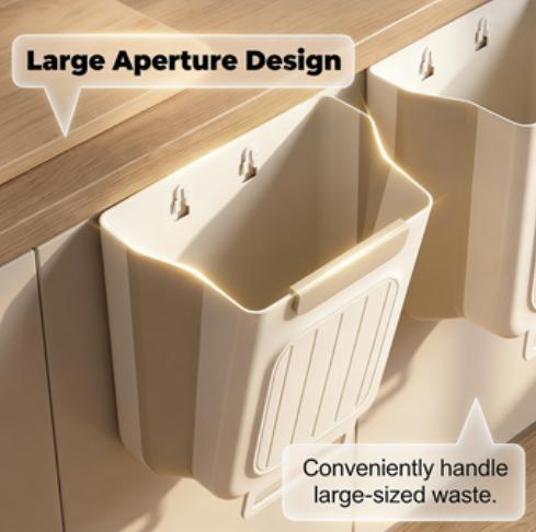 Foldable Kitchen Trash Can – Space-Saving Hanging Garbage Organizer, 1 Count, White/Gray, 27.5x25x4cm, Durable PP Material, Easy Install, Versatile Use for Home & Travel Foldable Kitchen Trash Can – Space-Saving Hanging Garbage Organizer, 1 Count, White/Gray, 27.5x25x4cm, Durable PP Material, Easy Install, Versatile Use for Home & Travel
