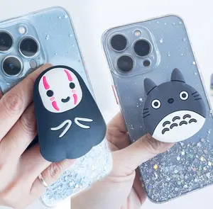 Totoro Phone Grip | Studio Ghili Popgrip | Phone Accessories | Phone Stands | Kawaii Phone Holder | Anime Cartoon (Gray) Smartphone Cellphone