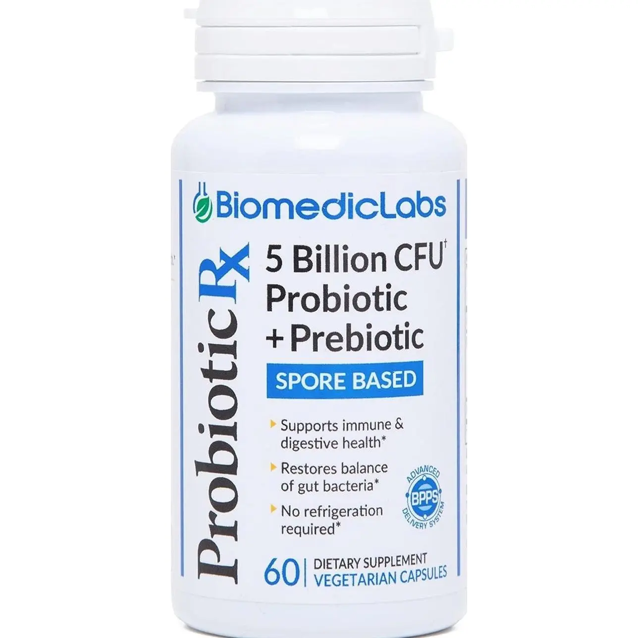 Probiotic Rx: 5 Billion CFU – Probiotic + Prebiotic - Spore-Based – 60-Day Supply - SBO - Supports Immune & Gut Health - Soil-Based Organisms - No Refrigeration Required