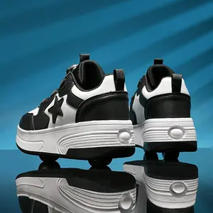 Youngsters' Trendy Roller Skate Sneakers - Detachable Wheels, Rotating Closure, Breathable Lining Boys & Girls - Perfect All Seasons trainers