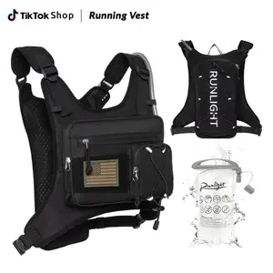Tactical Hydration Vest with Germany/US/United Kingdom Flag Badges, Outdoor Multifunctional Hydration Vest, Reflective Functional Vest for Running and Cycling, Trail Running, Jogging Equipment