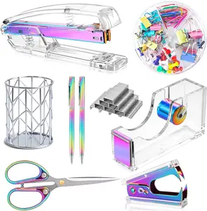 Dream Color Acrylic Stapler and Tape Dispenser Set with 1000pcs Staples - Office Supplies