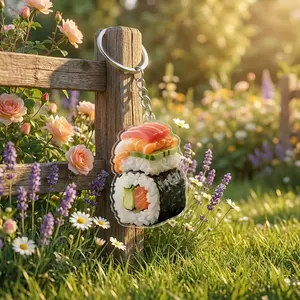 2D Flat Fun Sushi Acrylic Keychain | Suitable for Bag and Car Keychain Decoration, Holiday Small Gift, Single Piece with Ring Buckle, Trendy Cute Keychain