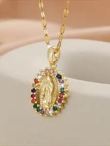 1 Piece Elegant Classic Retro Stylish Luxurious Lady's Full Star Colorful Random Color Virgin Mary Lace Necklace Halloween and Thanksgiving Gift Exquisite Jewelry Gift