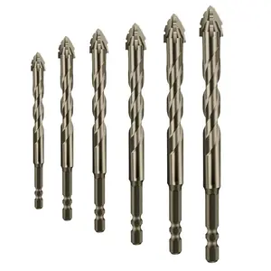 6 count High-Strength Eccentric Twist Drill Bit, Four-Flute Sawtooth Eccentric Drill Bit,Four-Edged Serrated Eccentric Drill, Multifunction Drill Bit Set(4/5/6/8/10/12)