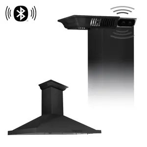 ZLINE 48 in. CrownSound™ Ducted Vent Wall Mount Range Hood in Black Stainless Steel with Built-in Bluetooth Speakers (BSKBNCRN-BT-48)
