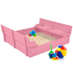 Best Choice Products Large Outdoor Wooden Sandbox for Kids with Cover and Bench Seats Support up to 220 lbs Best Choice Products Large Outdoor Wooden Sandbox for Kids with Cover and Bench Seats Support up to 220 lbs