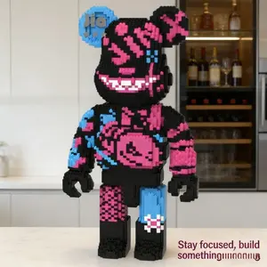 Custom Graffiti Bear, 2900pcs 3D Puzzle Ornament, Room Decor, Fashion Toy, Lightweight Statue, DIY Kit, Ideal Gift, Includes Hammer & Manual