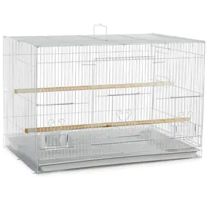 212 MAIN Large A&E Powder-Coated Flight Bird Cage, 30x18 in., White, Handle Top, Horizontal Bars, Easy Access, Retail Box Packaging