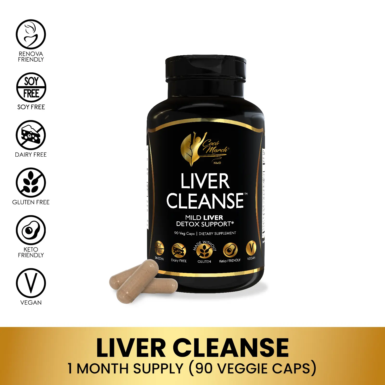 Cocó March N.M.D Liver Cleanse, Healthy Digestion Support, Nutrient Rich, Antioxidant Properties - Dietary Supplement 90 Capsules