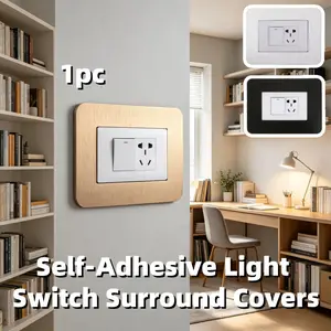7.5cmx12cm 1Pc Self-Adhesive Light Switch Surround Covers, Double Socket Surround Lamp Switch Panel, Acrylic Socket Indicator Square Decorative Frame Sticker, Peel And Stick, Suitable For Home Decoration