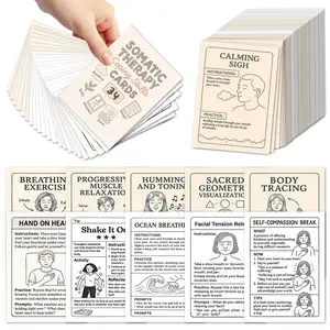 36pcs Somatic Exercises Relax Cards, Somatic Therapy Coping Skills Cards for Trauma Healing, Relax & Mindfulness Practices, Self-Care Cards for Relieving Stress and Social Anxiety