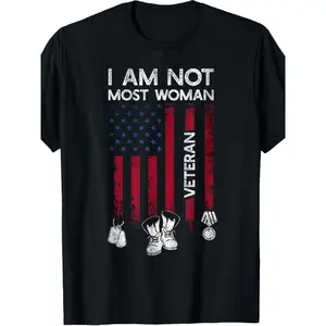 [Veteran American Flag Shirt] Veteran Shirt - American Flag T-Shirt - EWH Im Not Most Women Distress, Casual Crew Neck Short Sleeve Tee, Breathable Cotton Fabric, Slight Stretch, Summer Fashion Top, Regular Fit, Summer Trendy T-Shirt