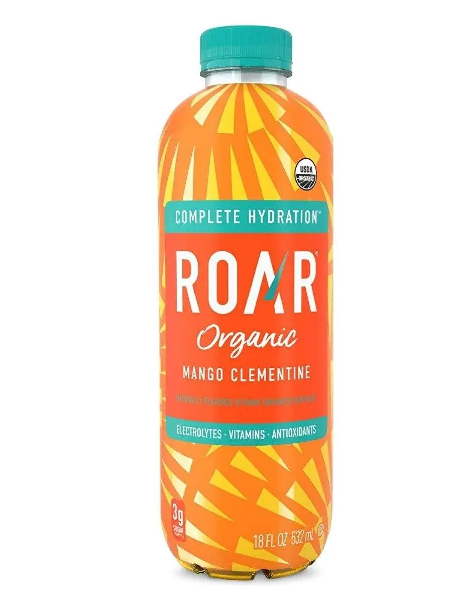 ROAR Organic Electrolyte Infusion Drink, Mango Clementine, 18 oz (Pack of 12)