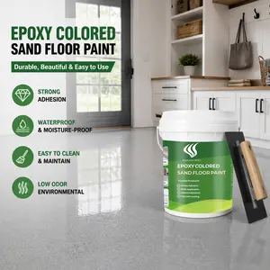 SHENGWEI Epoxy Colored Sand Floor Paint, 3 Gallon Gray Self-Leveling Floor Coating, Covers 110 Sq Ft, Durable Wear Resistant shengwei Waterproof Anti-Slip Finish for Indoor & Outdoor Garage, Basement, Patio, Workshop and Commercial Floors