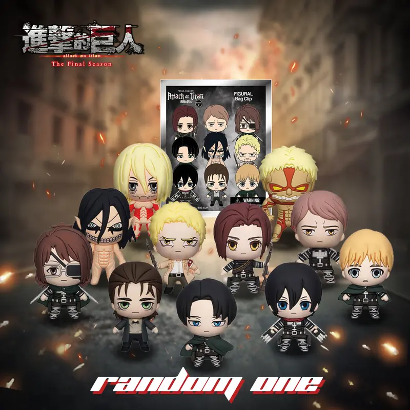 Crunchyroll Officially Licensed Attack on Titan Compact Blind Bag Keychain - 1pc Random Action Figure, Keychain Surprise Collectibles, 3D Display Detail, Carabiner Clip, Christmas Gift for Friends (Armin,Eren,Mikasa,Levi,Hange)