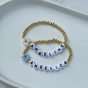 Flower Name Bracelet - Personalized 14K Gold Filled Beads
