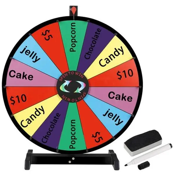 Zeny 24" Tabletop Spinning Prize Wheel - 14-Slot Roulette Wheel with Acrylic Board, Solid Base, Sturdy Stand for Carnival, Annual Meetings, Business Activity (24x27x8 In) w/ Accessory Bag (Screws), Manual, Water-Based Mark Pen
